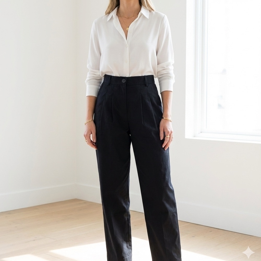 Massimo Dutti black high waist pleated wide leg pants - size 2 (XS)